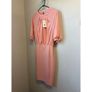 NWT Grace Karin Pleated High Neck Pencil Skirt Dress Size Medium Pink Easter